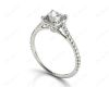 Princess Cut Four Claws Diamond Engagement Ring Pave Set Side Stones in Platinum