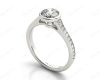 Round Cut Bezel Set Diamond Ring with Channel Set Diamonds Down the Shoulders In Platinum