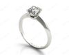 Asscher Cut Four Claw Set Diamond Ring on a Plain Knife Edge Band in Platinum