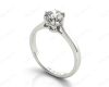 Round Cut Six Claw Set Diamond Ring on a Plain Band in Platinum