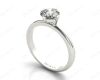 Solitaire Round Cut Four Claw Set Diamond Engagement Ring with Plain Band in 18K White