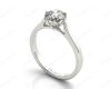 Round Cut Six Claw Set Diamond Ring with Plain Band in Platinum