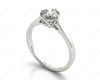 Art Deco Solitaire Round Cut Four Claw Diamond Ring  In 18K White