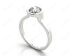 Round Cut Bezel Set Solitaire Engagement Ring With a Plain Band in 18k White