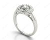 Round Cut Double Halo Diamond Engagement ring with claw set centre stone in Platinum