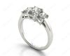 Radiant Cut four claw trilogy diamond engagement ring in Platinum