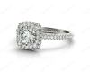 Round Cut Diamond Ring with Micro Pave Set Diamonds on Halo and Down the Shoulders in Platinum