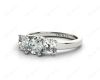 Cushion Cut Four Caw Trilogy Diamond Engagement Ring In 18K White