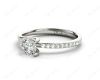 Round Cut Three Claws Diamond Ring with Pave Set Side Stones in Platinum