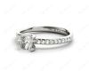 Cushion Cut Diamond Ring with Three Prong Set Centre Stone and Pavé Set Side Stones in 18K White