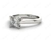 Princess Cut Solitaire Diamond Engagement Ring with Claw set centre stone with a Tapered Band in 18K White