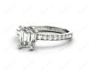 Emerald Cut Diamond Engagement Ring with Four Prong Set Centre Stone  In 18K White Gold