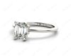 Emerald Cut Classic Four Claws Diamond Solitaire Ring in 18K White