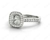 Cushion Cut Halo Ring with Bezel set centre stone with Side Stones in Platinum