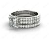 Princess cut diamond wedding set rings with four claws setting in Platinum