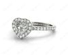 Heart Shape Cut Halo Diamond Engagement Ring with Claw set centre stone and Pave Side Stones in Platinum