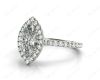Marquise Cut Halo Diamond Engagement Ring with Claw Set Centre Stone with Pavé Set Side Stones in Platinum