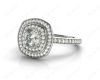 Double Halo Diamond Engagement Ring Round Cut with Claw Set Centre Stone Channel Setting Side Stones  in 18K White Gold