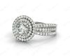 Round Cut Double Halo Diamond Engagement ring with claw set centre stone in 18K White