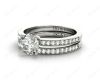 Round cut diamond wedding set rings with four claws setting in Platinum