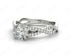 Twist Band Round Cut Four Claw Set Diamond Engagement Ring with Pave Set Stones Down the Shoulders in Platinum