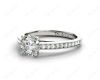 Round Cut Claw Set Diamond Ring with Share Prongs Set Side Stones in Platinum