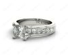 Princess Cut Diamond Engagement ring with four claws Channel Setting Side Stones  in 18K White