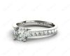 Cushion Cut Four Claws Set Diamond Ring with Channel Set Side Stones in Platinum
