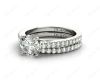 Round cut diamond wedding set rings with four claws setting in Platinum