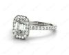 Emerald Cut Halo Diamond Engagement Ring with Four Claws Set Centre Stone in Platinum