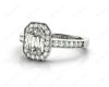 Emerald Cut Halo Diamond Engagement Ring with Claw Set Centre Stone in 18K White