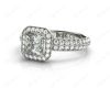 Princess Cut Halo Ring with Milgrain Claw Set Centre Stone in 18K White