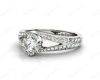 Round Cut Four Claw Set Diamond Ring with Round Cut Diamonds Down the Shoulders in Platinum