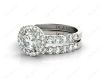 Round Cut Halo Diamond Wedding Rings Set with Four Claws Centre Stone Setting in 18K White