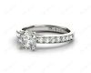 Round Cut Diamond Engagement Ring with Grain Setting Side Stones in 18K White Gold Engagement Ring 