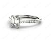 Emerald Cut Four Prongs Diamond Ring with Channel Set Side Stones in Platinum