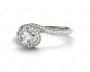 Round Cut Twist band claw set diamond with grain set side stone in Platinum