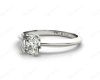 Asscher Cut Four Claw Set Diamond Ring on a Plain Knife Edge Band in 18K White