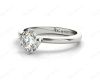 Solitaire Round Cut Four Claw Set Diamond Engagement Ring with Plain Band in 18K White