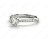 Round Cut Five Claw Twist Band Diamond Ring with Grain Set Side Stone in 18K White