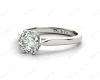 Round Cut Six Claw Set Diamond Ring with Plain Band in 18K White