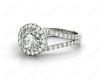 Round Cut Halo Diamond Engagement ring with claw set centre stone in 18K White