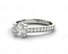 Round Cut Four Claw Set Milgrain Diamond Engagement Ring With Pavé Side Stones in Platinum