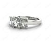 Radiant Cut four claw trilogy diamond engagement ring in Platinum