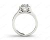 Vintage Style Round Cut Split Shank Milgrain Halo Set Engagement Ring with Channel Set Side Stones in Platinum