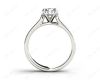 Round Cut Four Claws V Set Diamond Ring with Pave Set Side stones in Platinum
