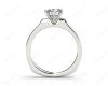 Round Cut Classic Six Claws Diamond Solitaire Ring with Square Edge Shoulders in 18K White