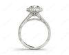 Vintage Style Double Halo Round Cut Diamond Engagement Ring With Claw Set Centre Stone in 18K White