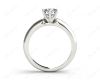 Round cut classic diamond solitaire ring with six claws setting in Platinum