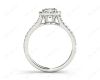 Cushion Cut Halo Diamond Engagement Ring with Claw Set Centre Stone in Platinum